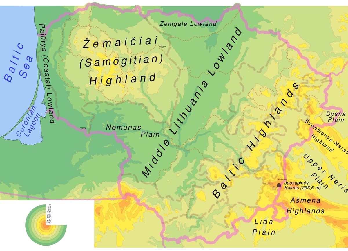 Mapa de Lituània física