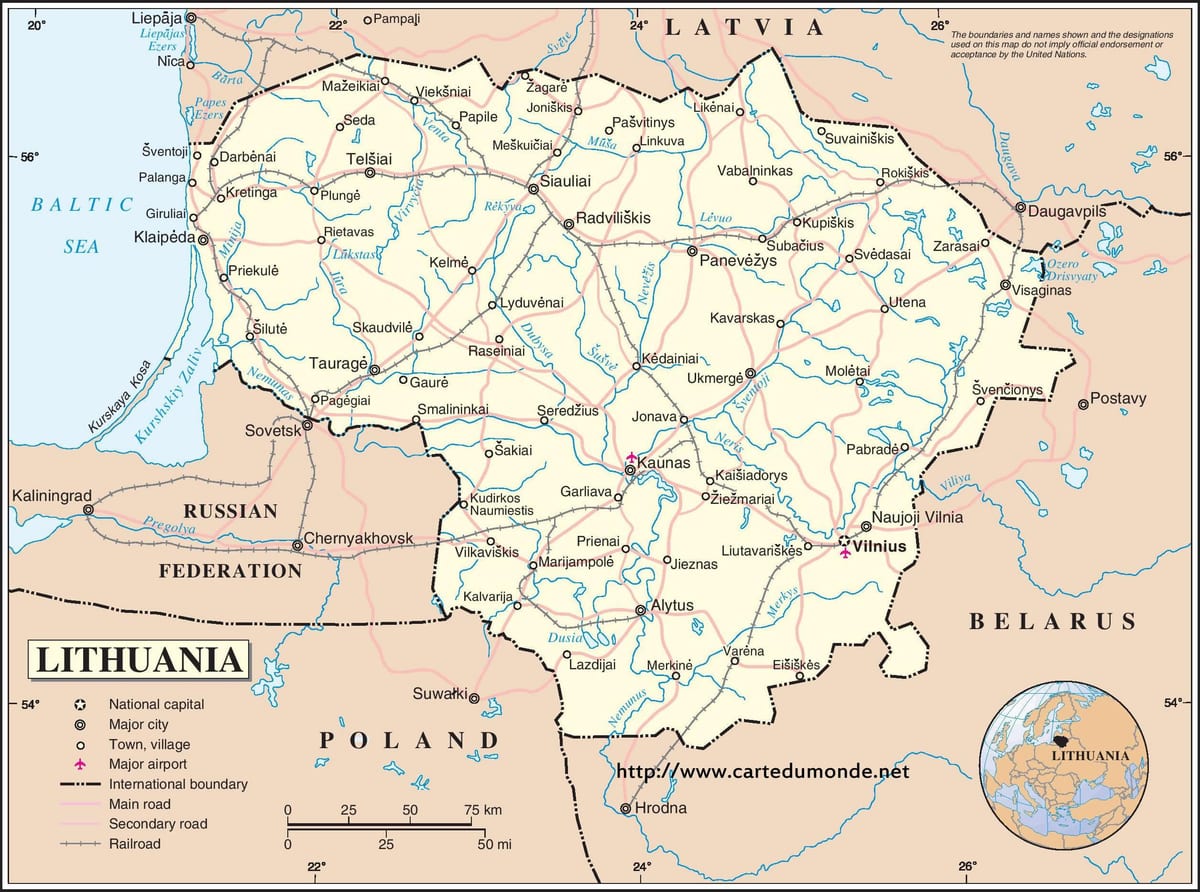 Mapa de Lituània país