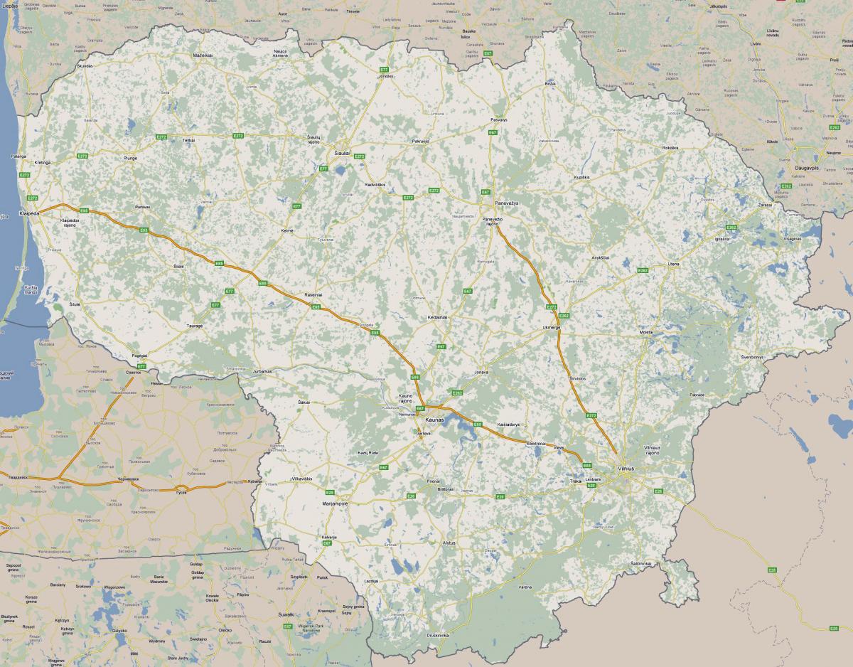 Mapa de Lituània turística 