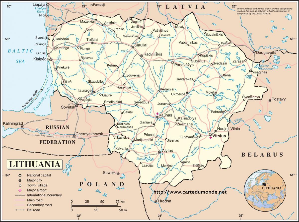 Mapa de Lituània país