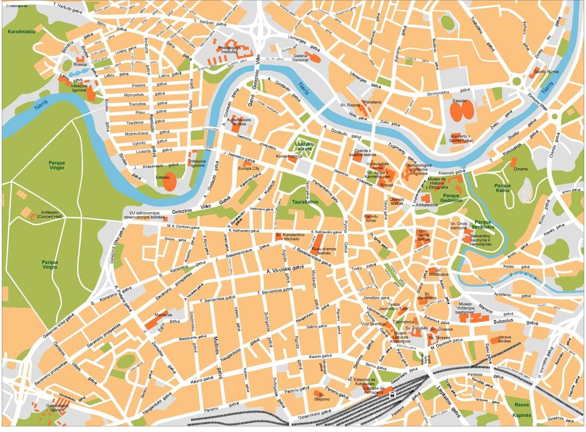 Mapa de vílnius (Lituània 
