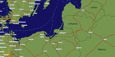 Mapa de Lituània tren